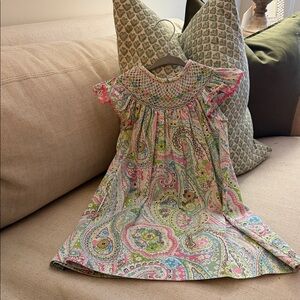 Paisley Dress with Pink and Green Accents